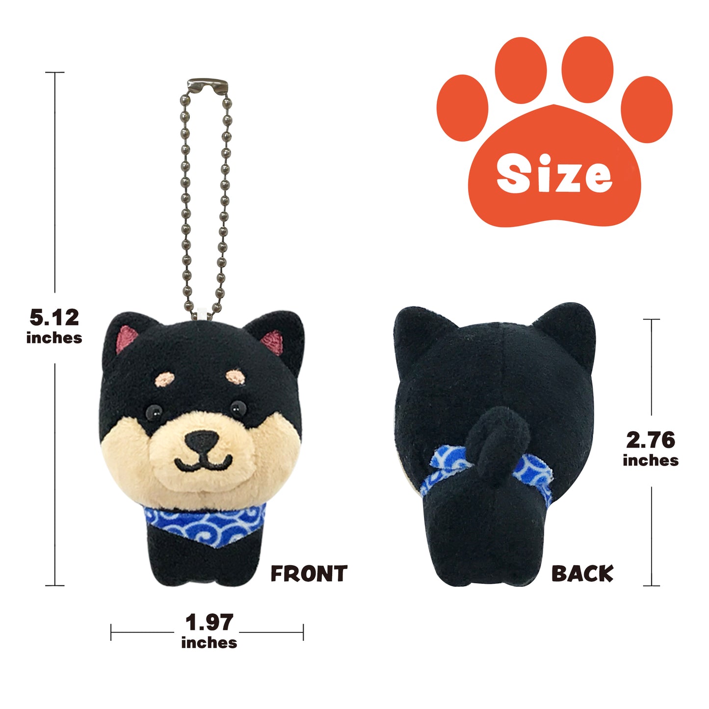 Stuffed dog Mameshiba black keychain size