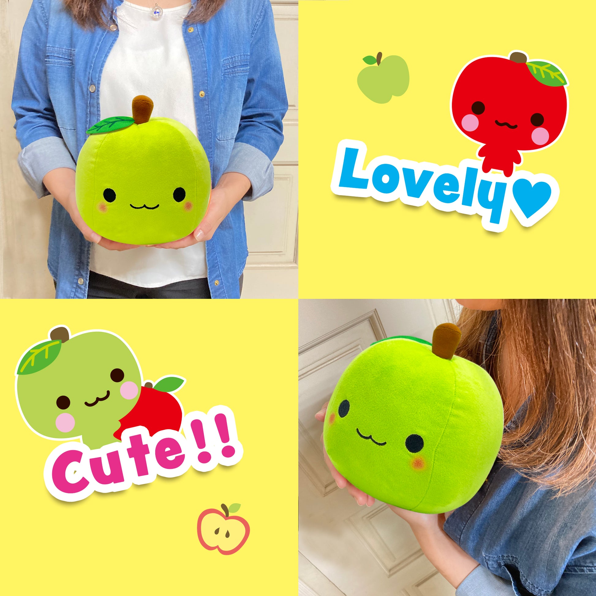 Healing softness of Apple Fruit Stuffed Toy Ringochan Green