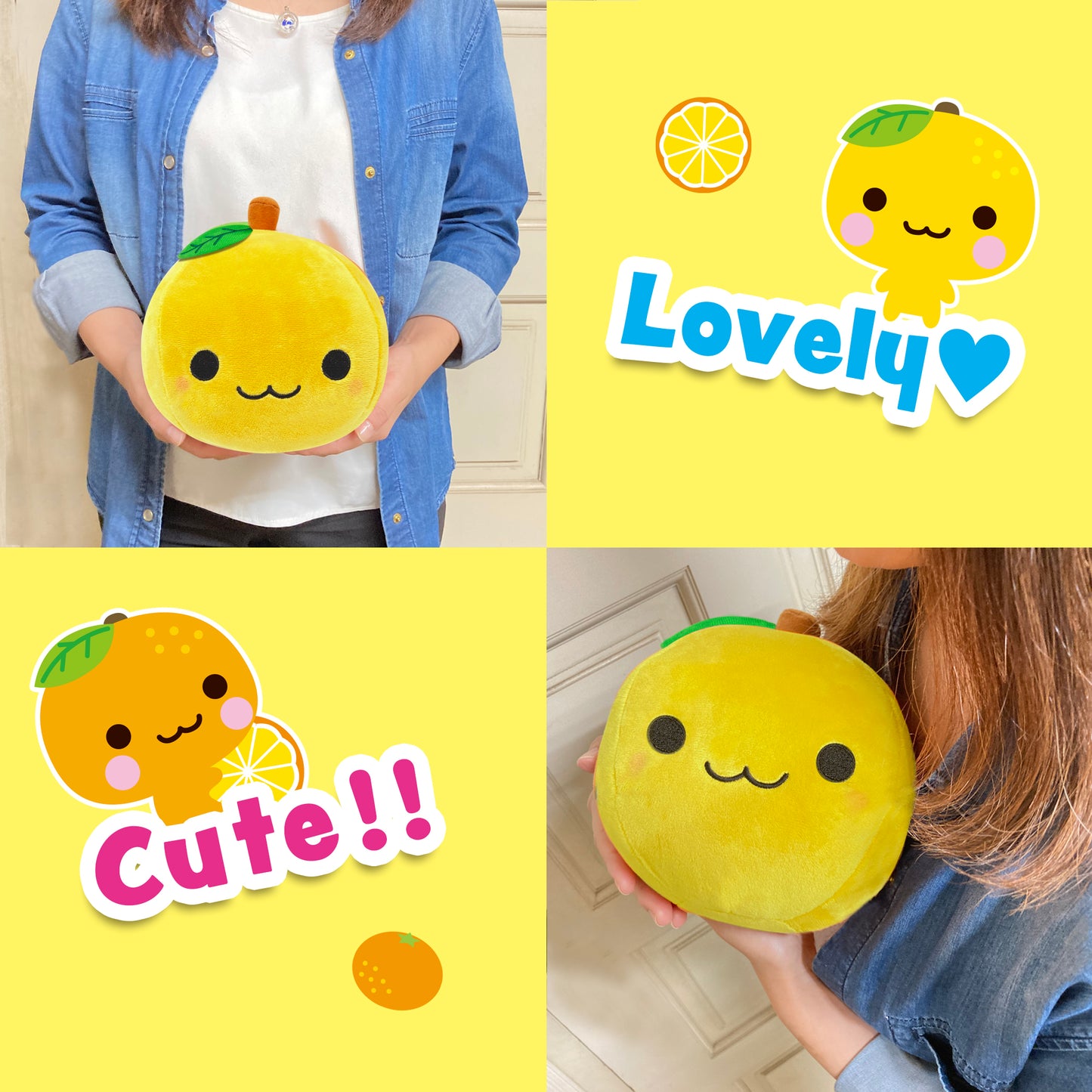 Healing softness of Orange Fruit Stuffed Toy Mikanchan Yellow