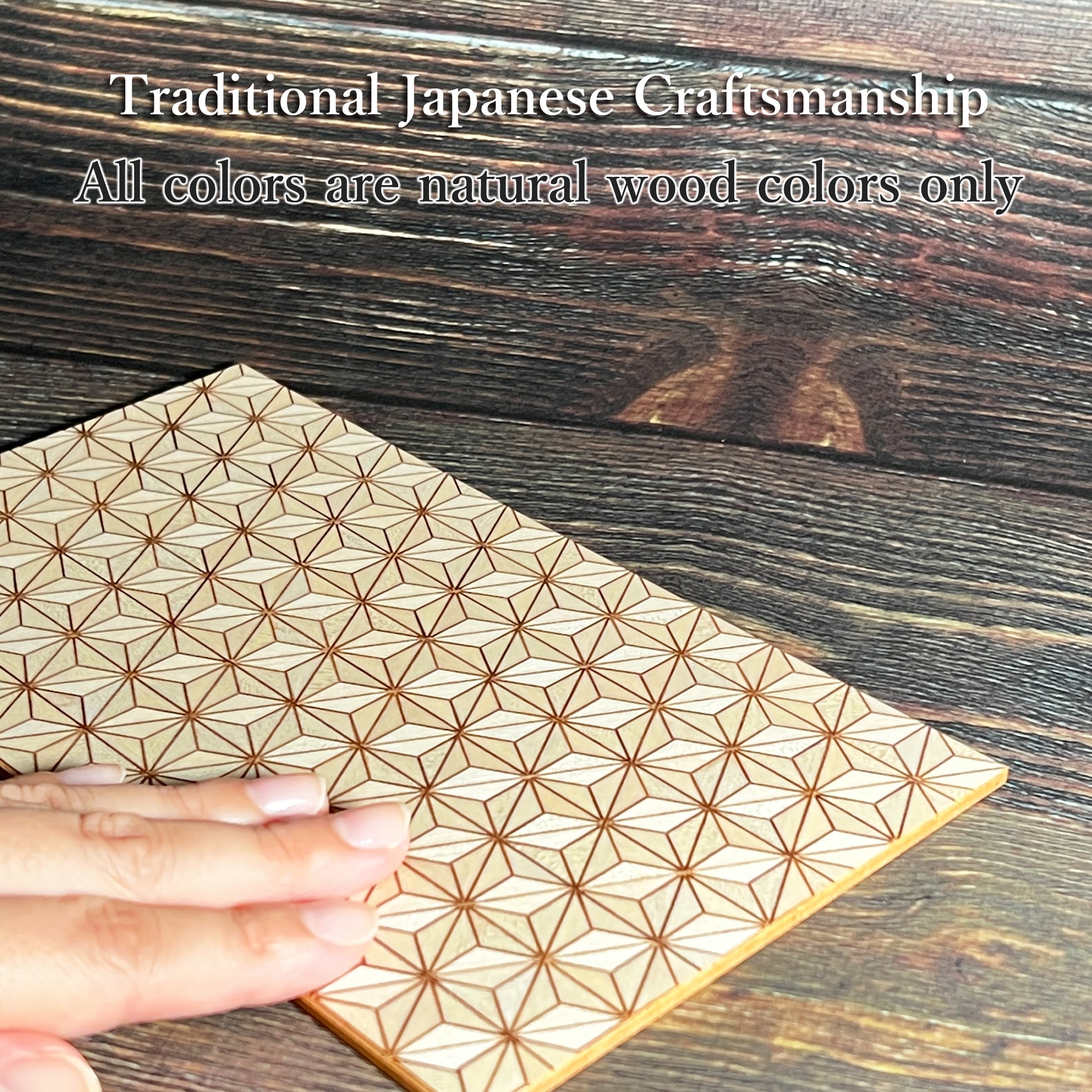 Beautiful traditional craftsmanship Yosegi PU Leather Tray Hemp-Leaf
