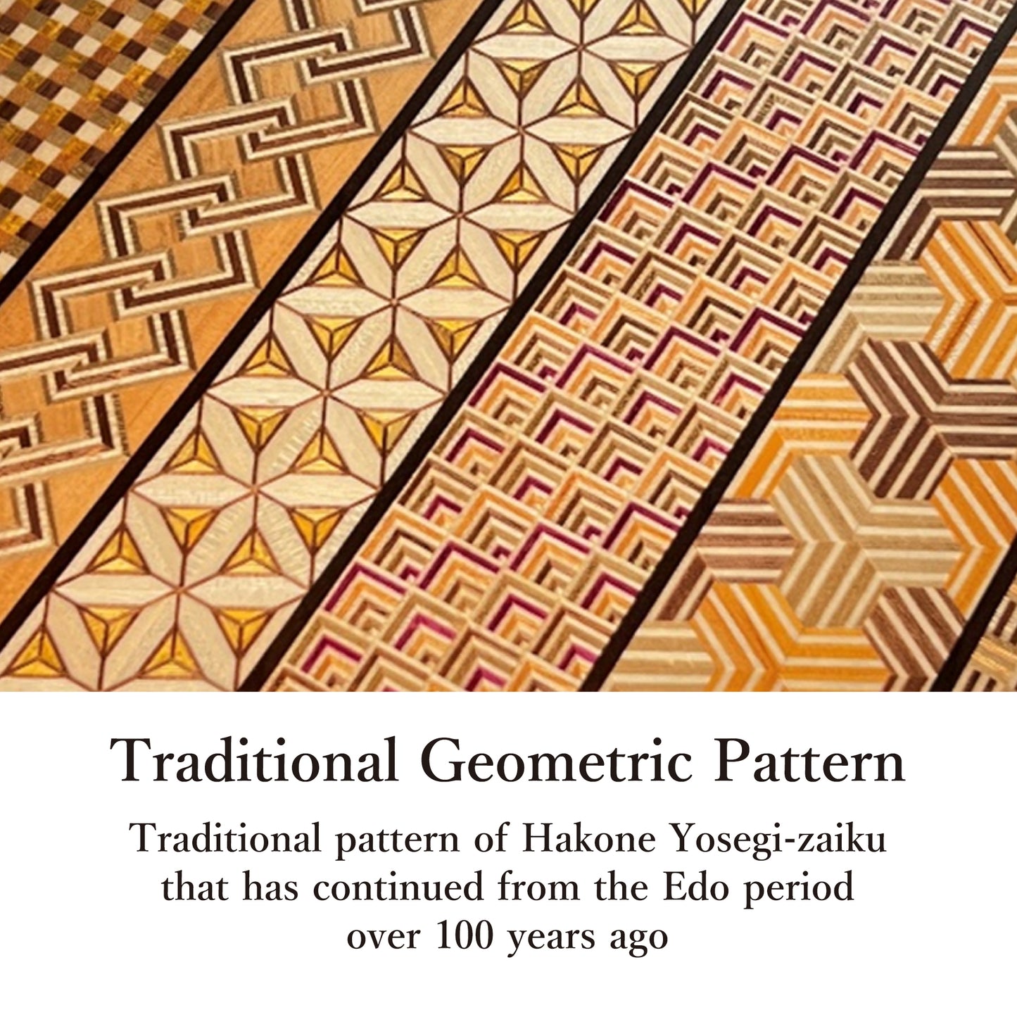Description of Yosegi PU Leather Tray Traditional Geometric Pattern