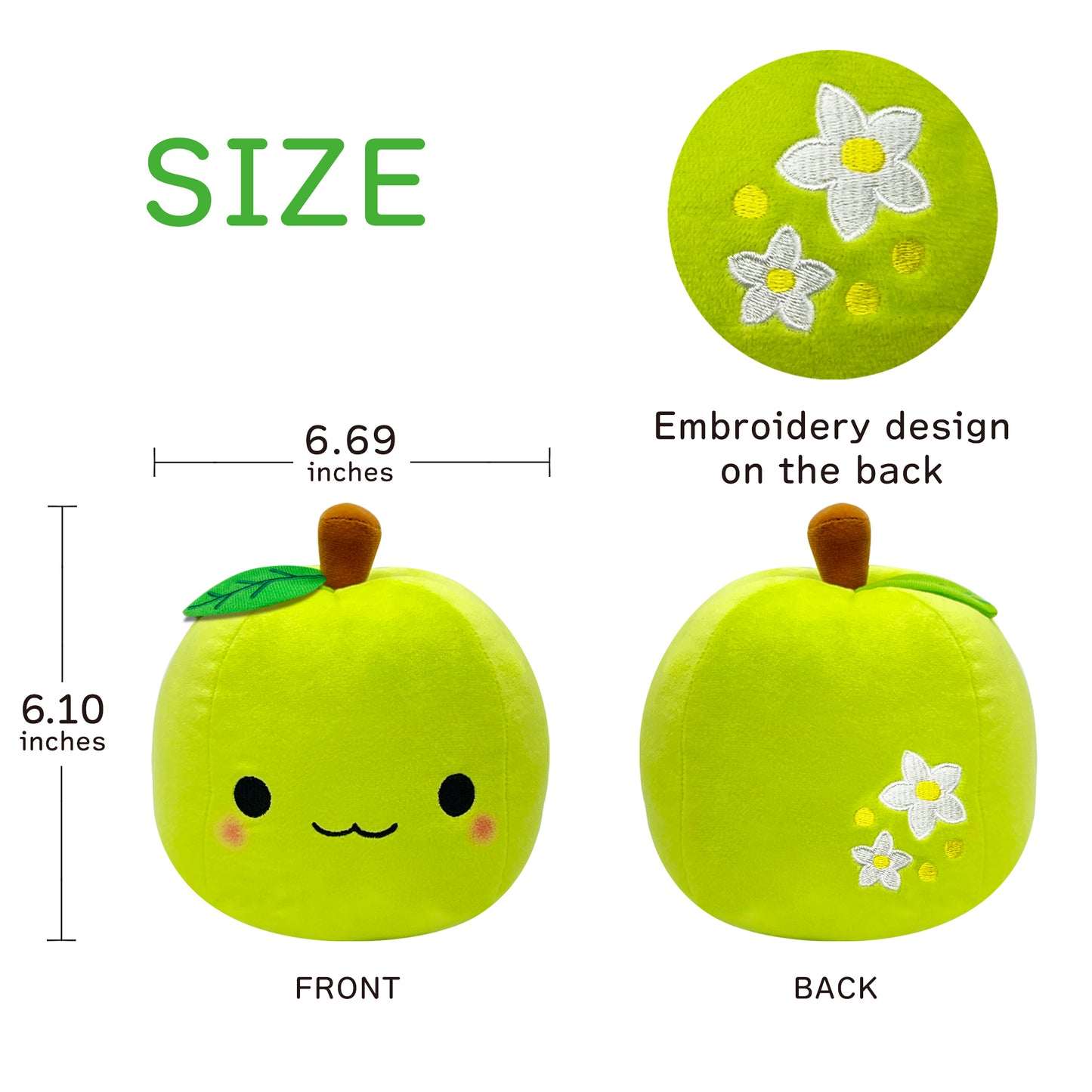 Size of Apple Fruit Stuffed Toy Ringochan Green
