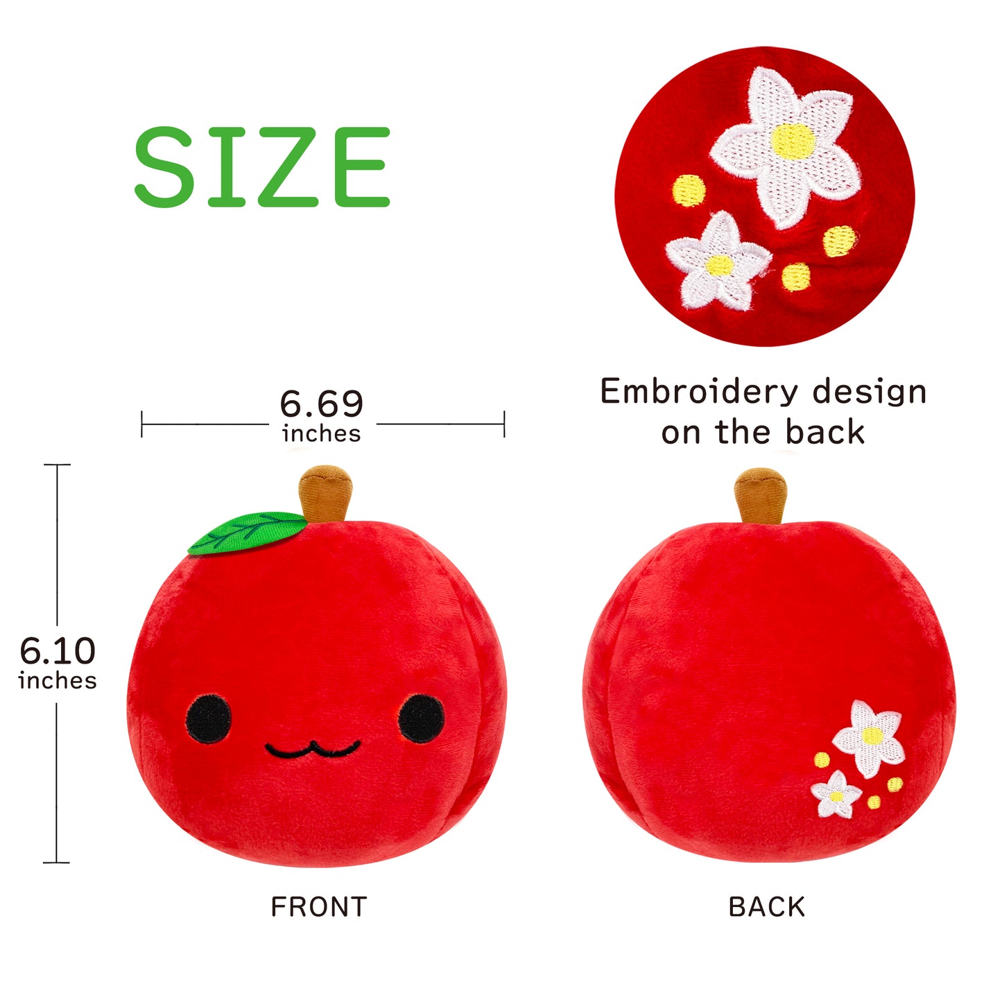 Size of Apple Fruit Stuffed Toy Ringochan Red