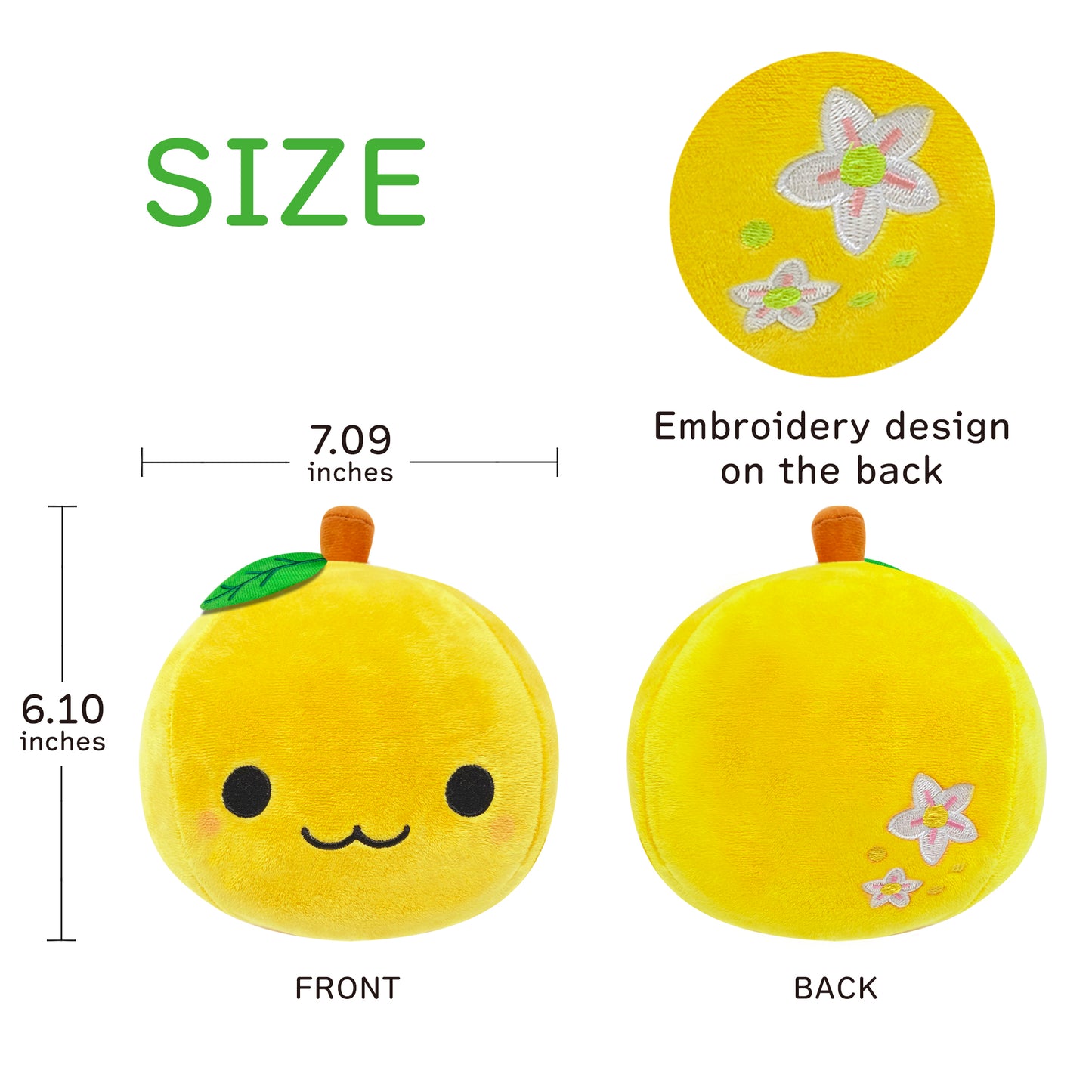 Size of Orange Fruit Stuffed Toy Mikanchan Yellow