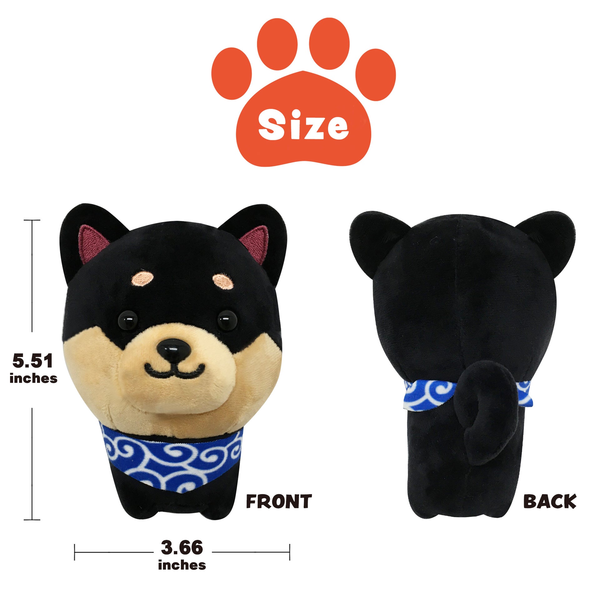 Size of stuffed dog Mameshiba black