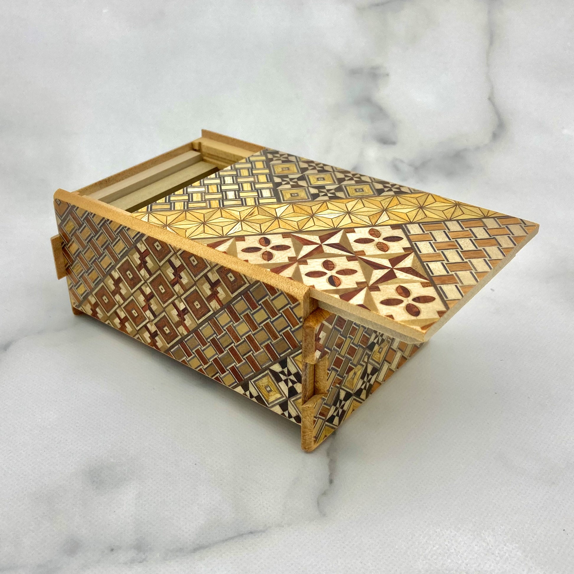 Yosegi secret box medium 12steps opened
