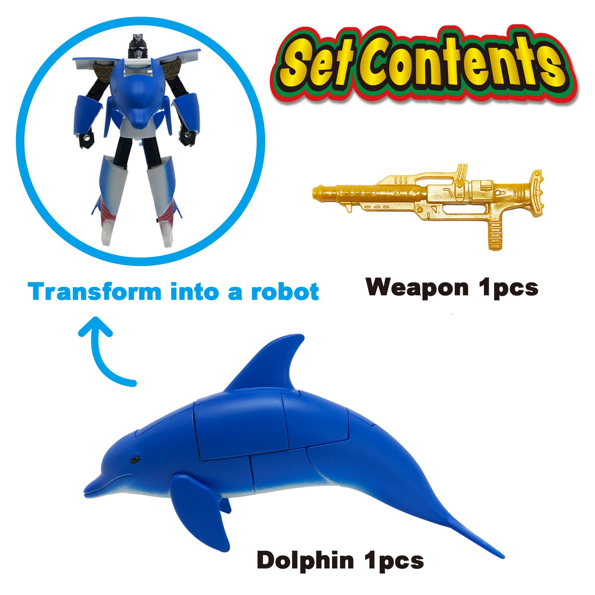 Set Contents. Transform Robot Dolphin Figurine Animal Toy