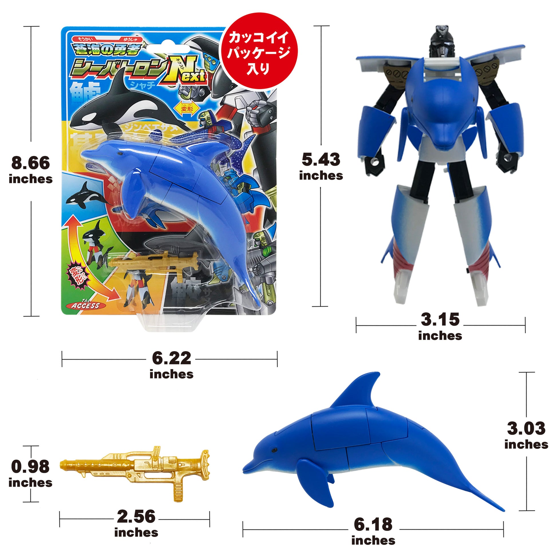 Size of Transform Robot Dolphin Figurine Animal Toy