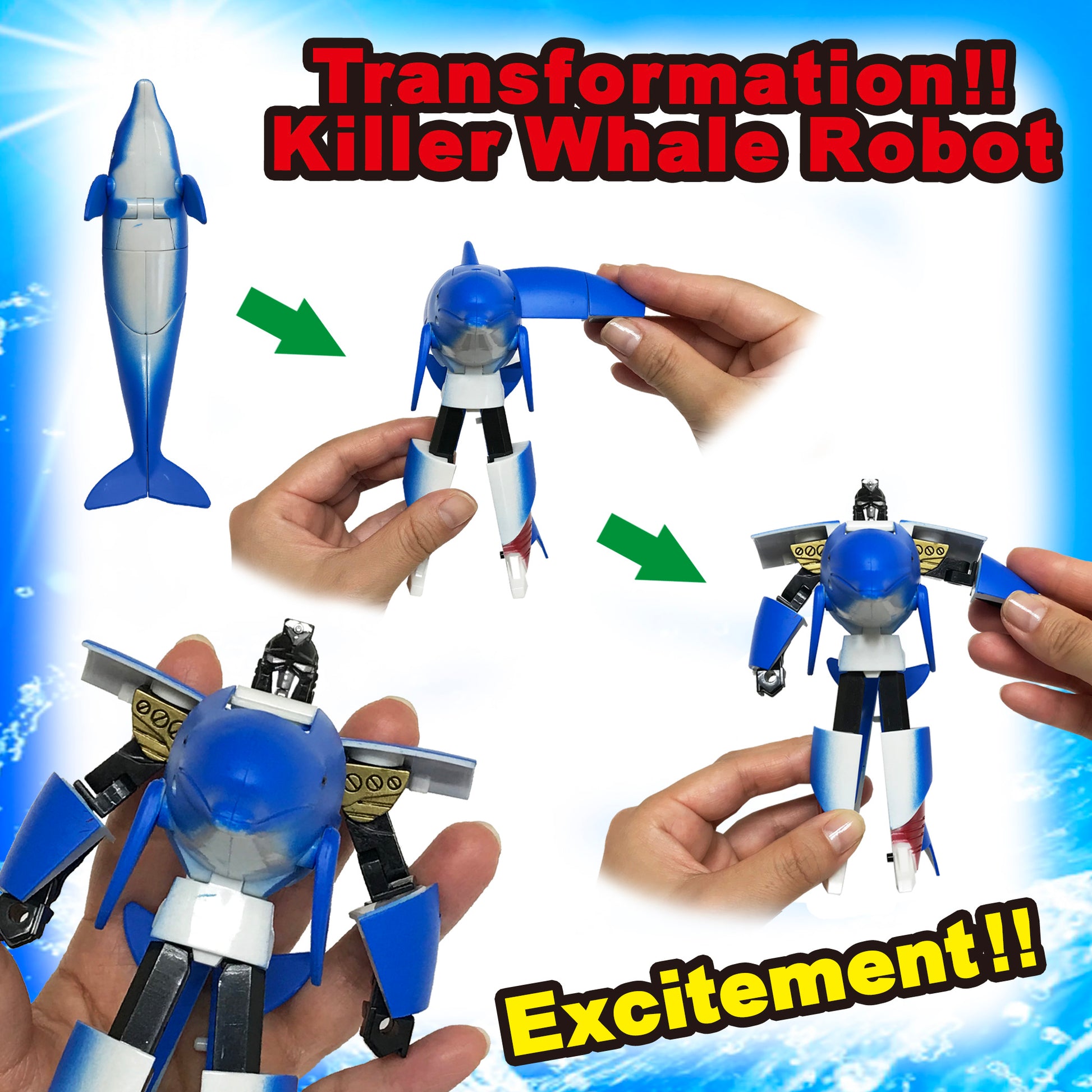 Transformation!! Excitement!! Dolphin Robot Figurine Animal Toy