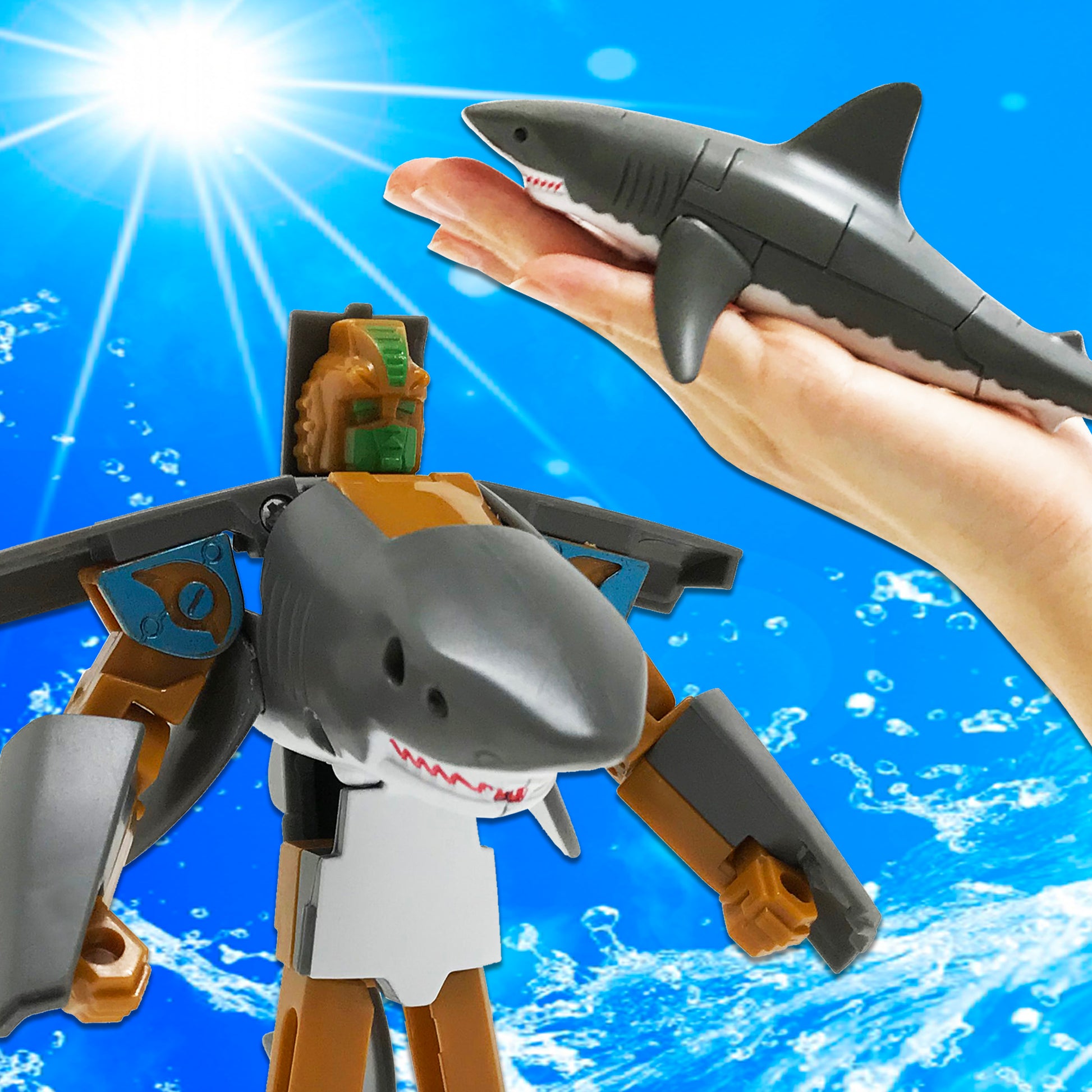 Fun to watch. Transform Robot Great White Shark Figurine Animal Toy