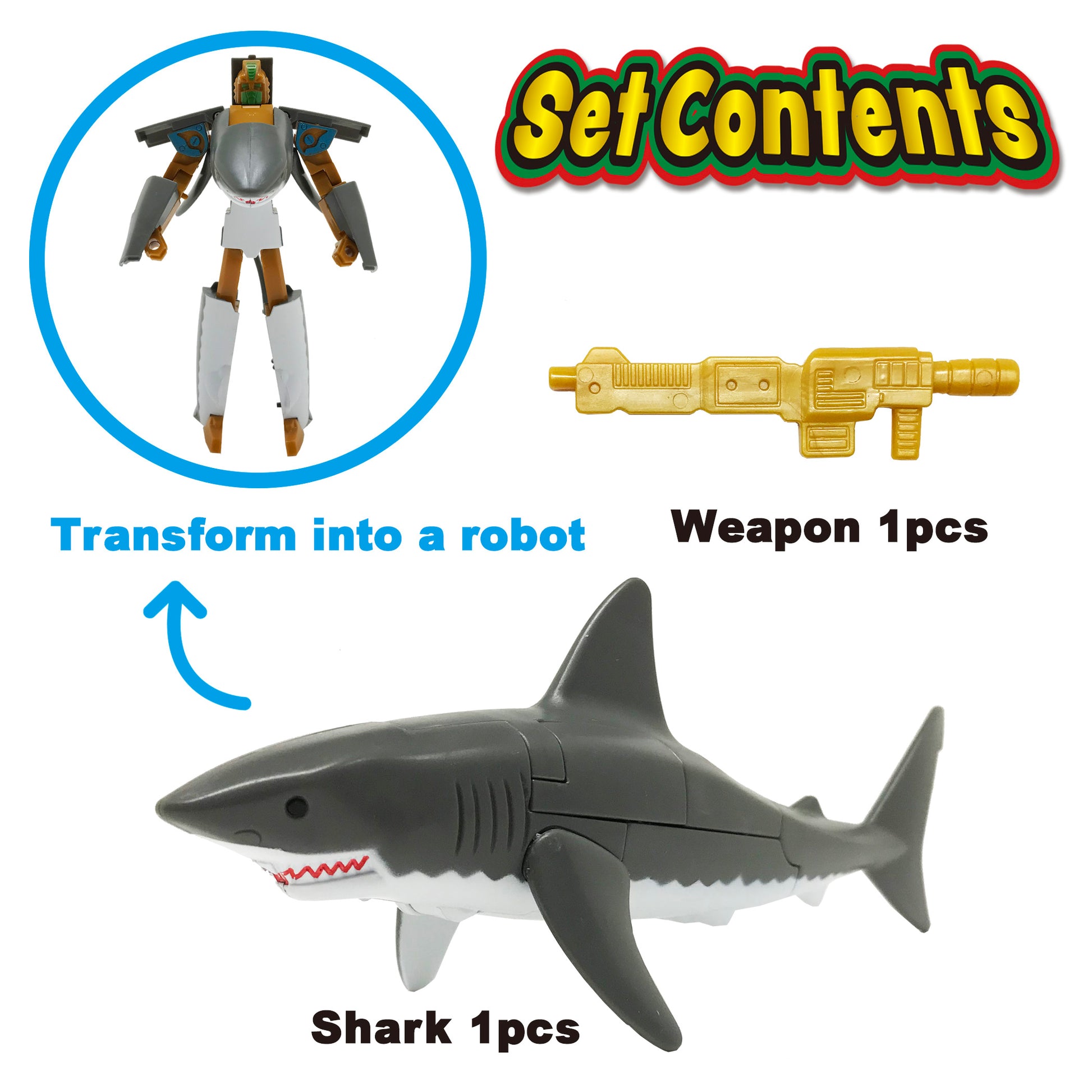 Set Contents. Transform Robot Great White Shark Figurine Animal Toy