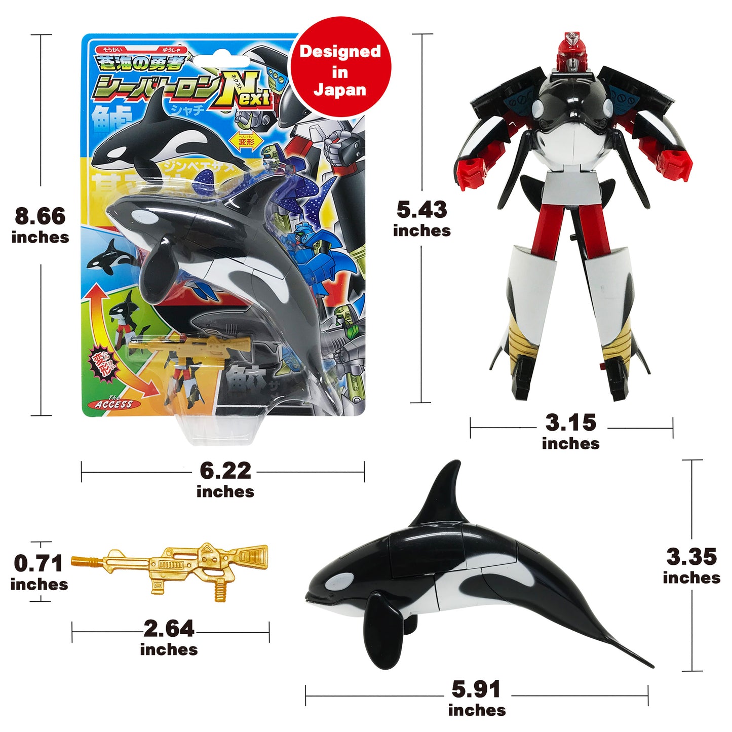 Size of Transform Robot Killer Whale Figurine Animal Toy