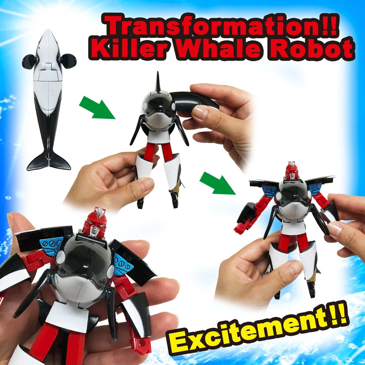 Transformation!! Excitement!! Killer Whale Robot Figurine Animal Toy